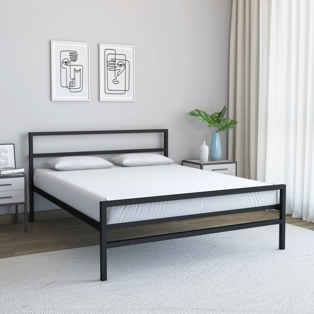 Striker Metal Queen Bed (Black) furniture reference